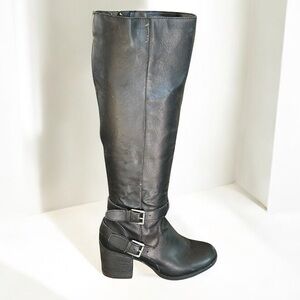 ❄️ 50% off winter Steve Madden Tall Side Zip Buckle Chunky Heel Moto Boots 7
